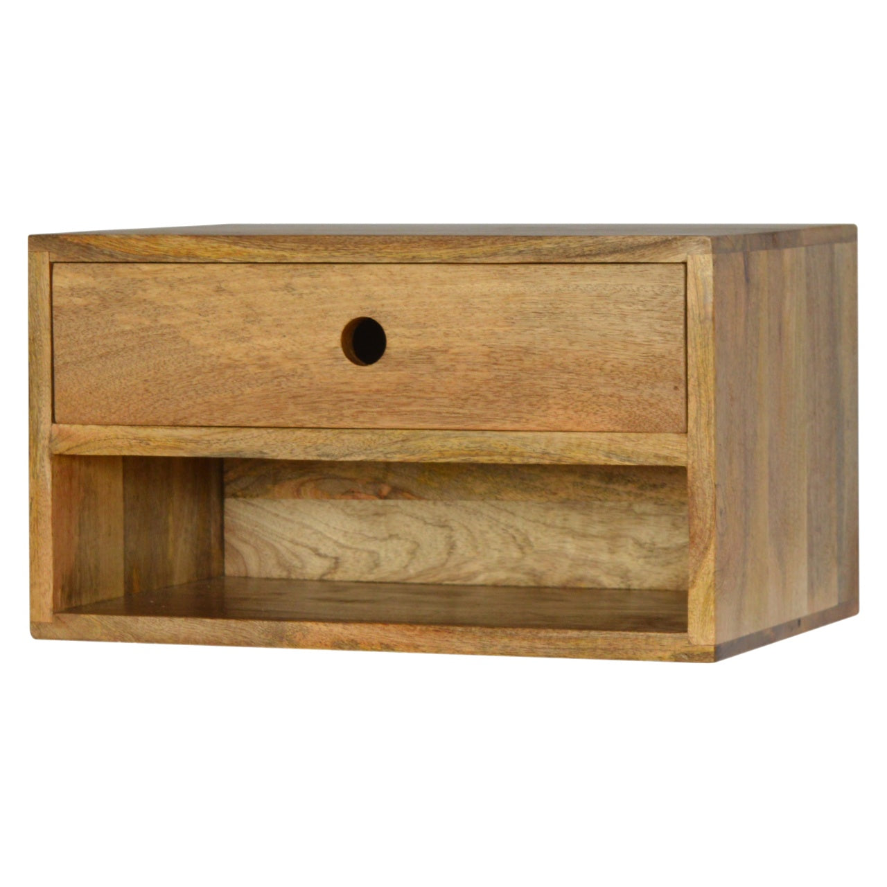 Solid Wood Wall Mounted Bedside Table | Oak-Ish Mango Wood Wall-Mounted