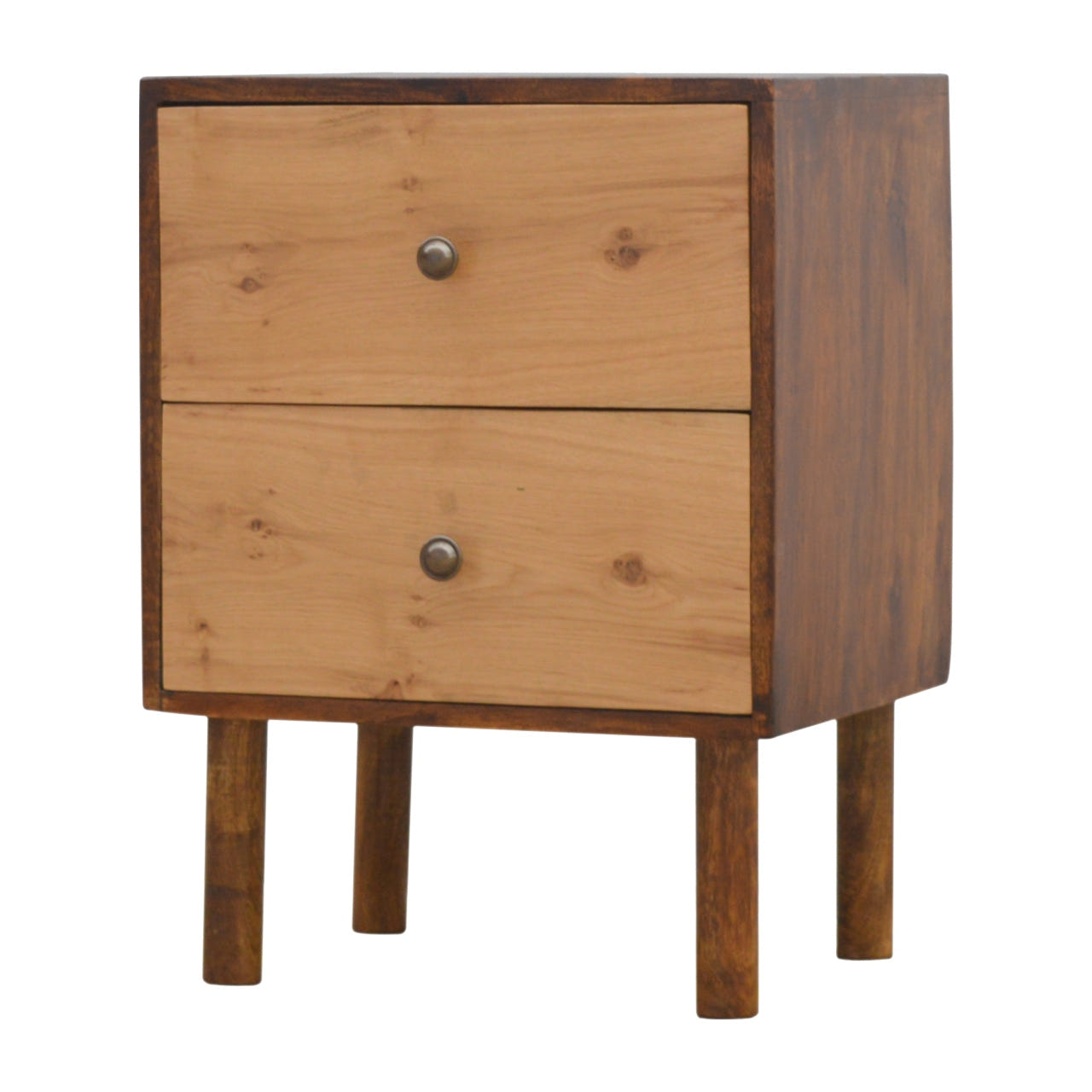 Oak Front 2-Drawer Bedside Table | Chestnut Mango Wood