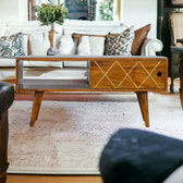 Sliding Brass Inlay TV Media Unit | Chestnut Mango Wood