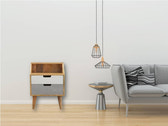 White and Grey Raised Bedside Table | Hand-Painted Solid Mango Wood
