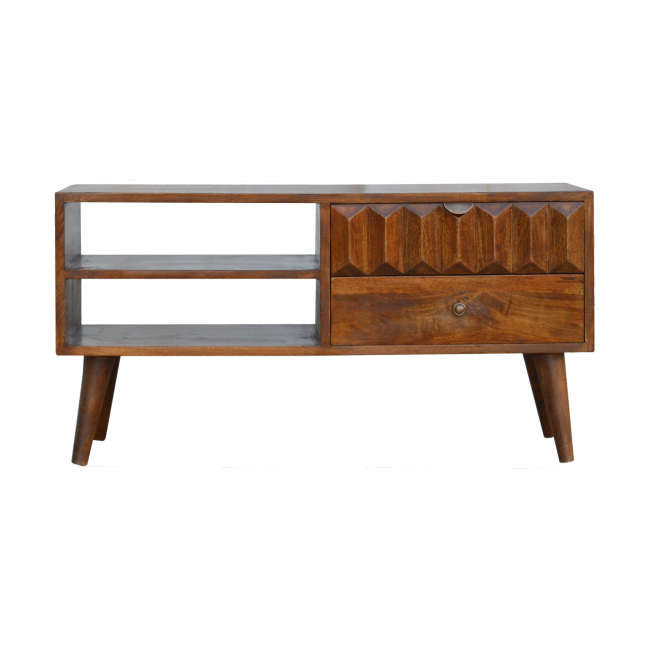 Chestnut Prism Chest of Drawers | Oak-Ish Solid Mango Wood