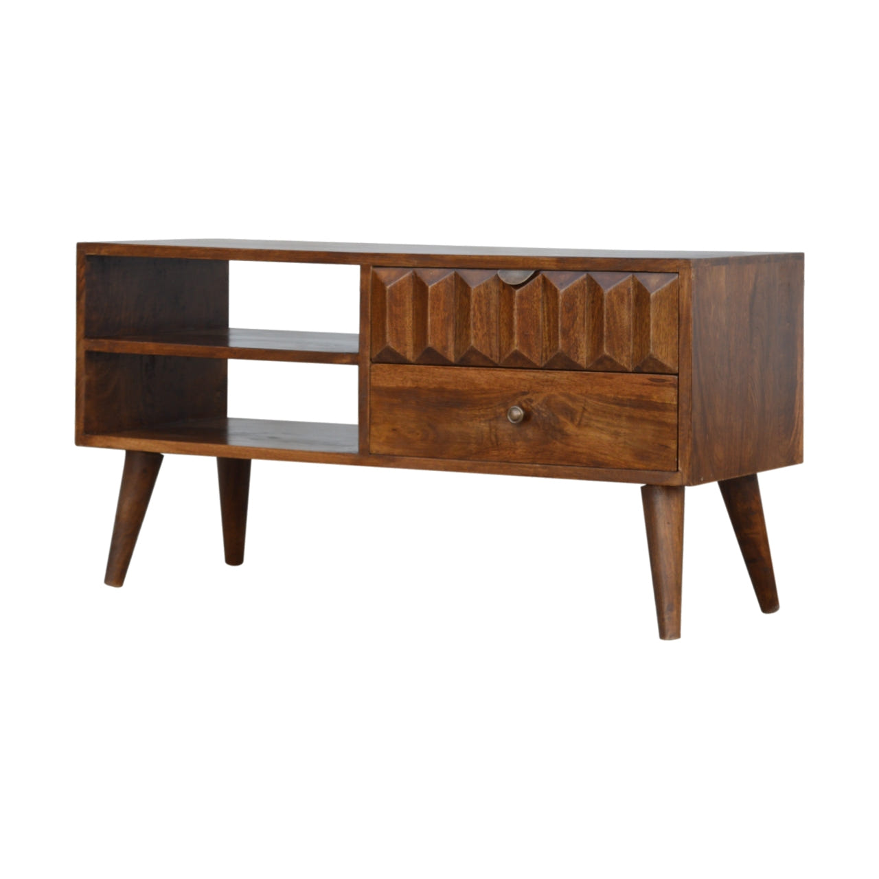Chestnut Prism Chest of Drawers | Oak-Ish Solid Mango Wood