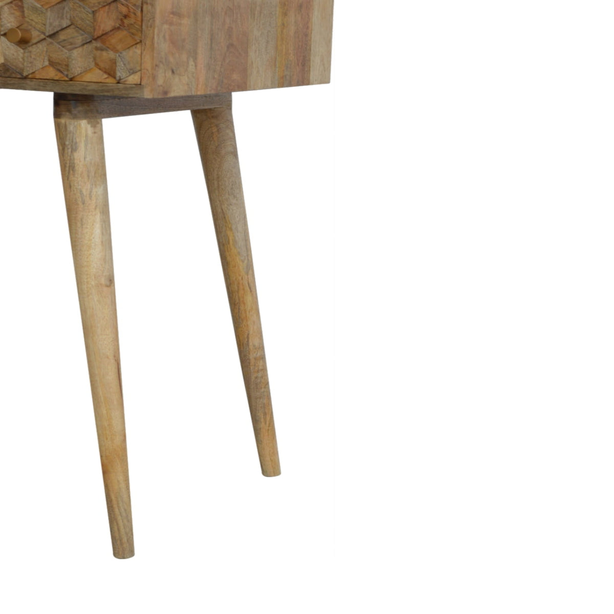 Cube Carved Writing Desk | Oak Mango Wood Hand-Carved