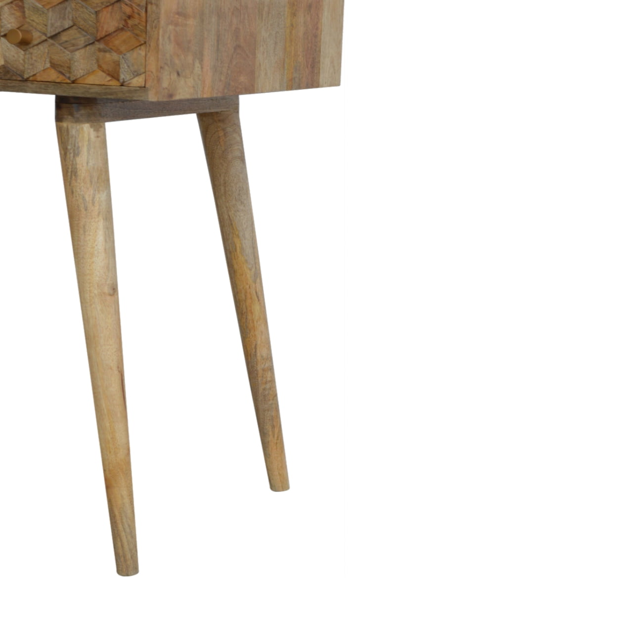 Cube Carved Writing Desk | Oak Mango Wood Hand-Carved