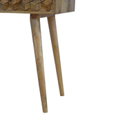 Cube Carved Console Table | Oak Solid Mango Wood Hand-Carved