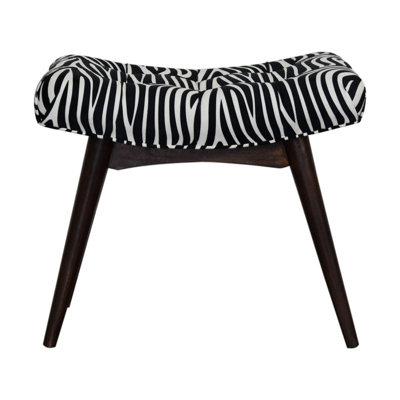 Zebra Print Curved Bench | Cotton Velvet