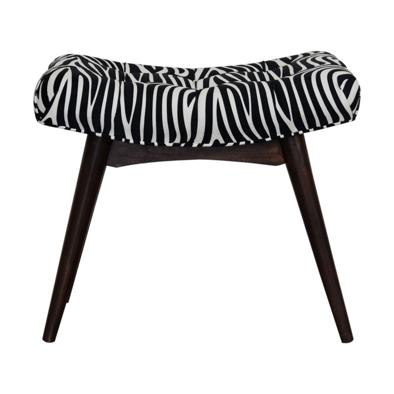 Zebra Print Curved Bench | Cotton Velvet
