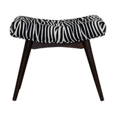 Zebra Print Curved Bench | Cotton Velvet