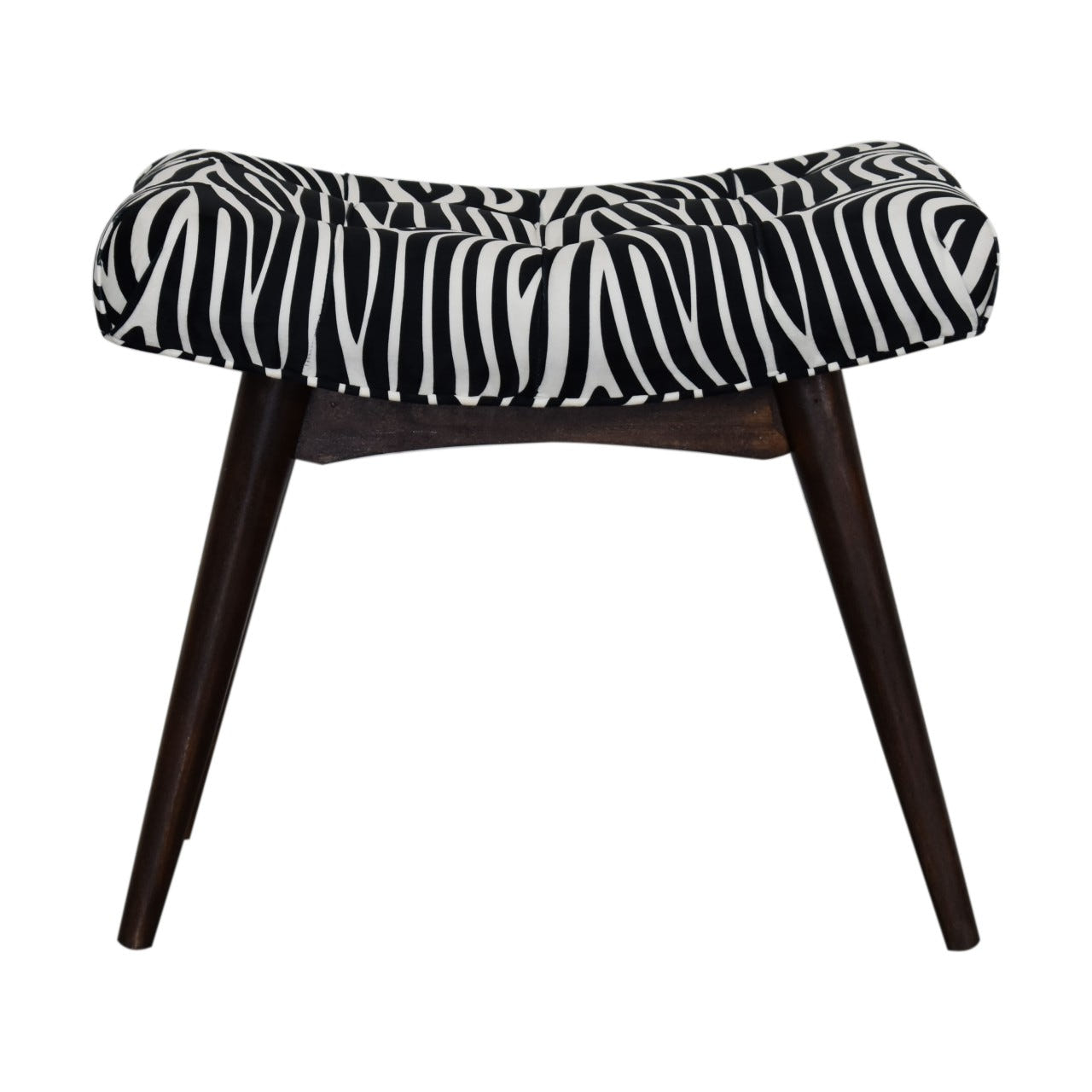 Zebra Print Curved Bench | Cotton Velvet