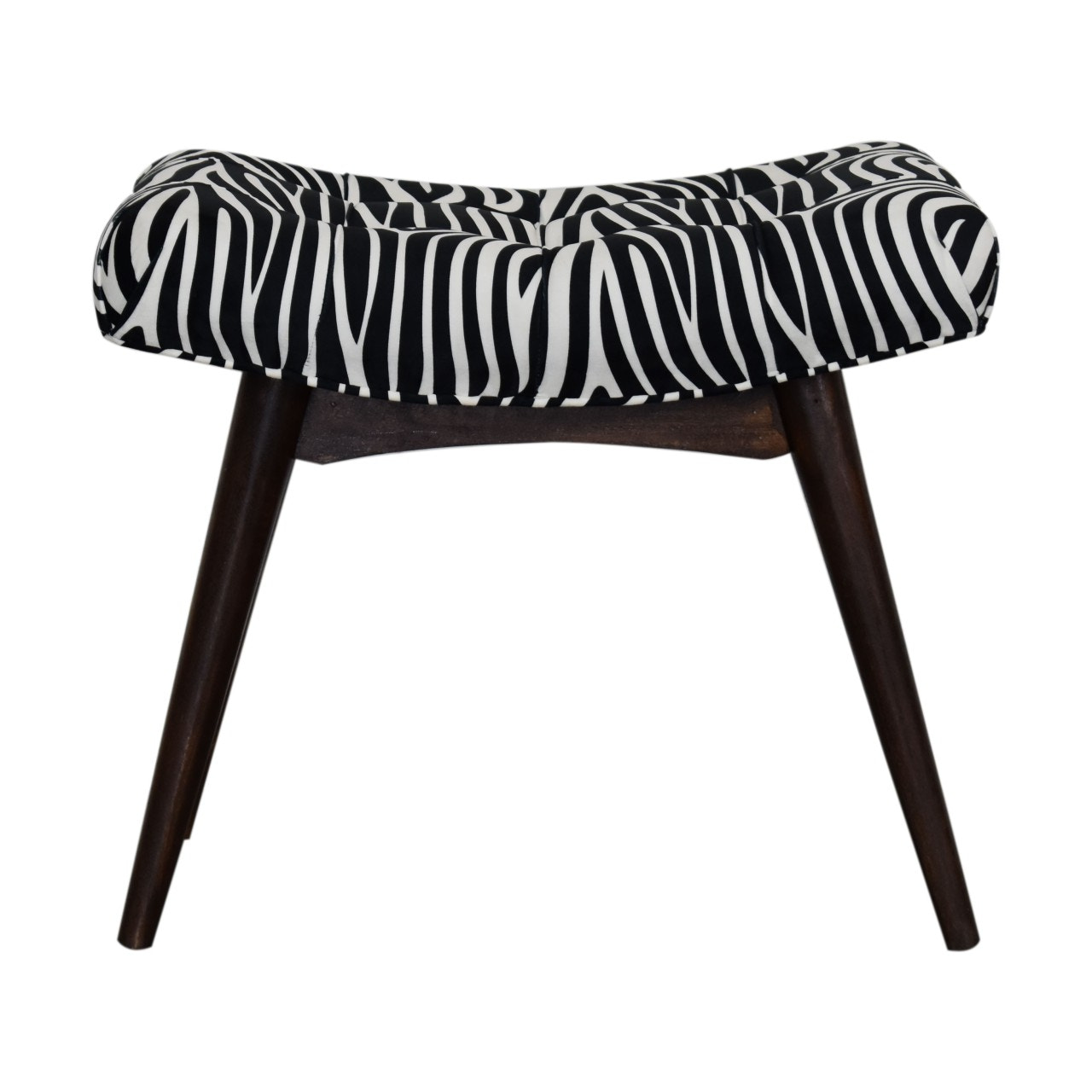 Zebra Print Curved Bench | Cotton Velvet