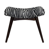 Zebra Print Curved Bench | Cotton Velvet