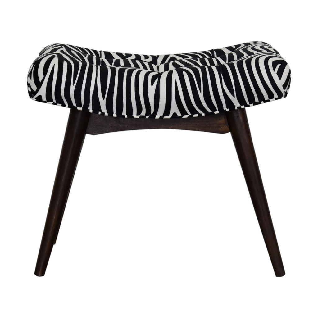 Zebra Print Curved Bench | Cotton Velvet