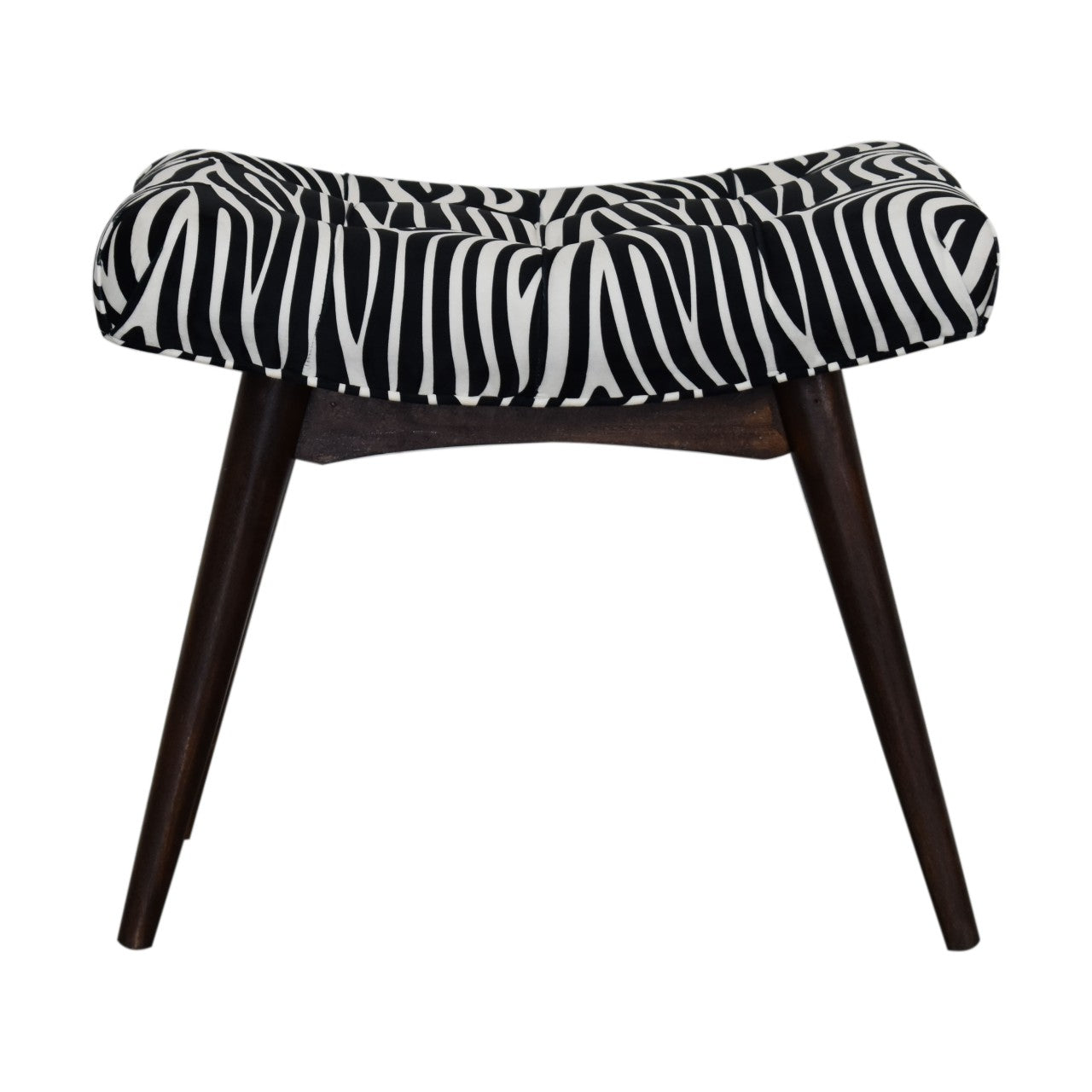 Zebra Print Curved Bench | Cotton Velvet