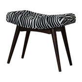 Zebra Print Curved Bench | Cotton Velvet