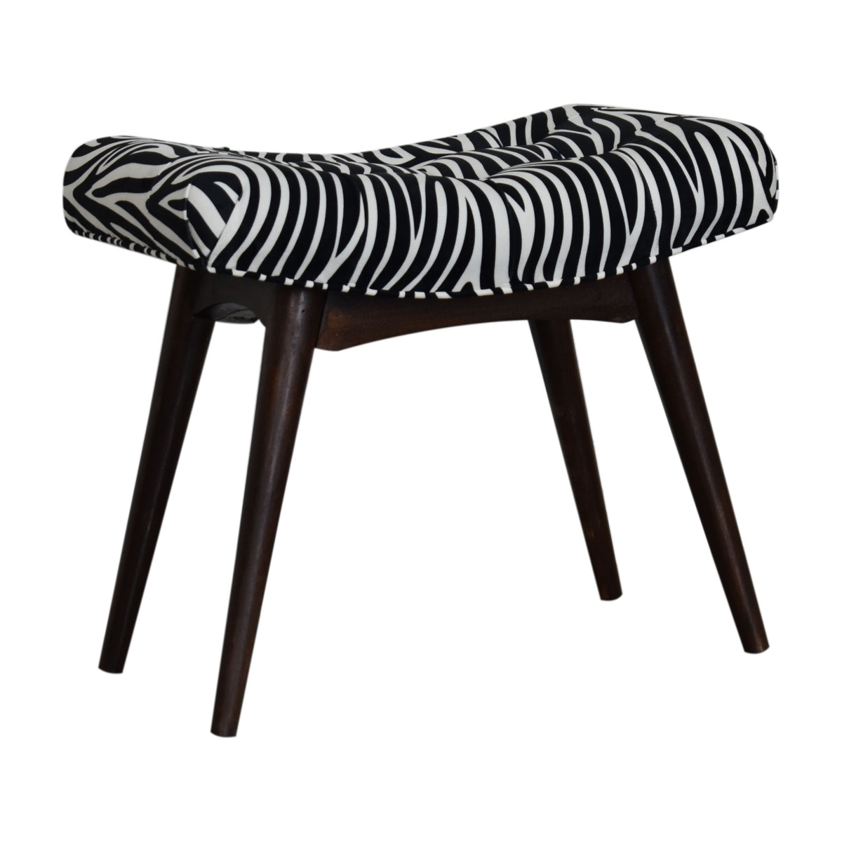 Zebra Print Curved Bench | Cotton Velvet