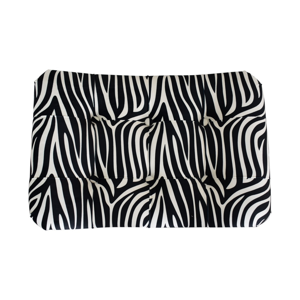 Zebra Print Curved Bench | Cotton Velvet