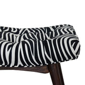 Zebra Print Curved Bench | Cotton Velvet