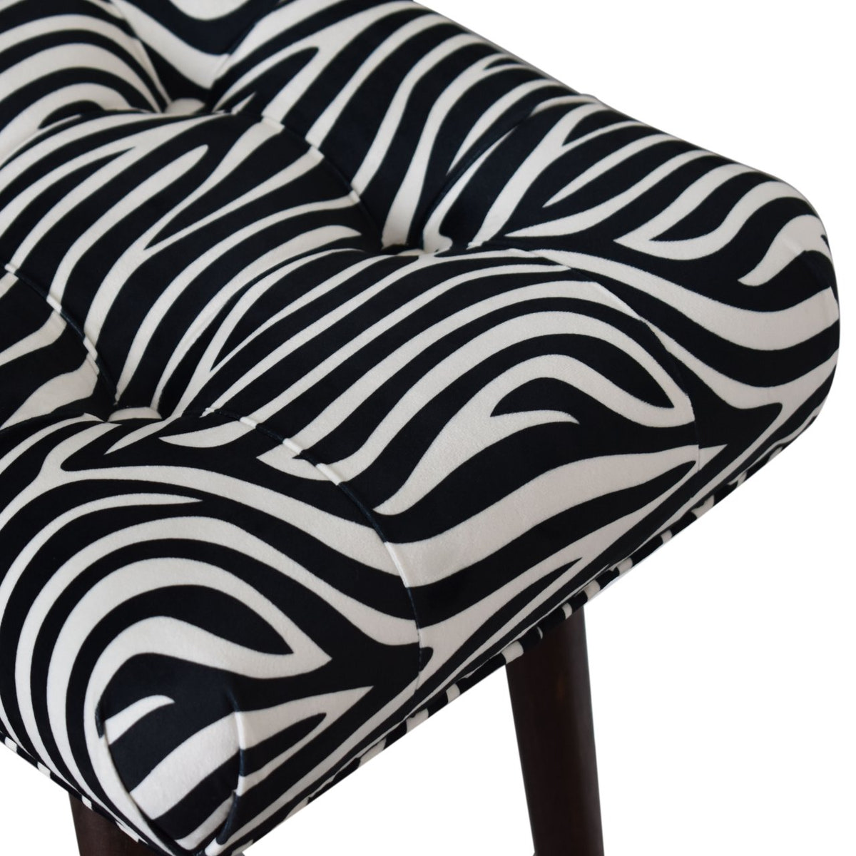 Zebra Print Curved Bench | Cotton Velvet