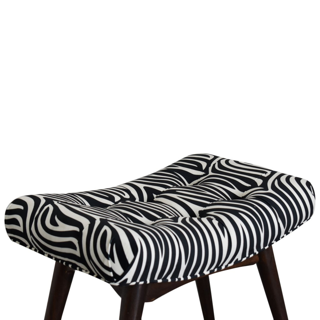 Zebra Print Curved Bench | Cotton Velvet