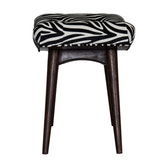 Zebra Print Curved Bench | Cotton Velvet