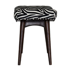 Zebra Print Curved Bench | Cotton Velvet