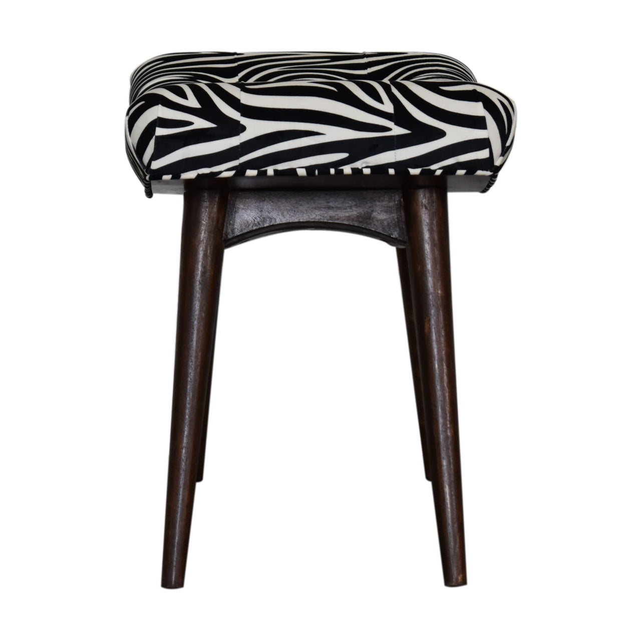 Zebra Print Curved Bench | Cotton Velvet