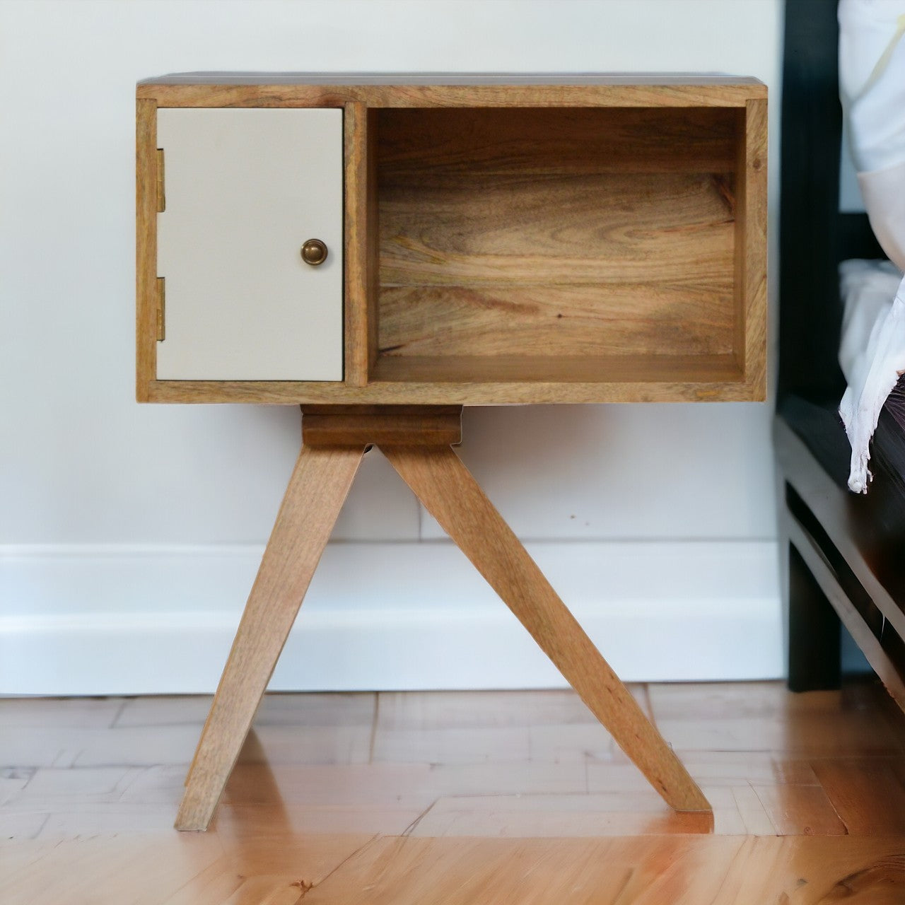 Solid Wood Tripod Bedside Table | Oak Solid Mango Wood