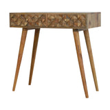 Diamond Carved Console Table | Oak Solid Mango Wood Hand-Carved