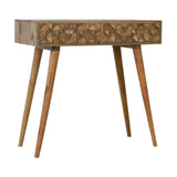Diamond Carved Console Table | Oak Solid Mango Wood Hand-Carved