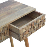 Diamond Carved Console Table | Oak Solid Mango Wood Hand-Carved