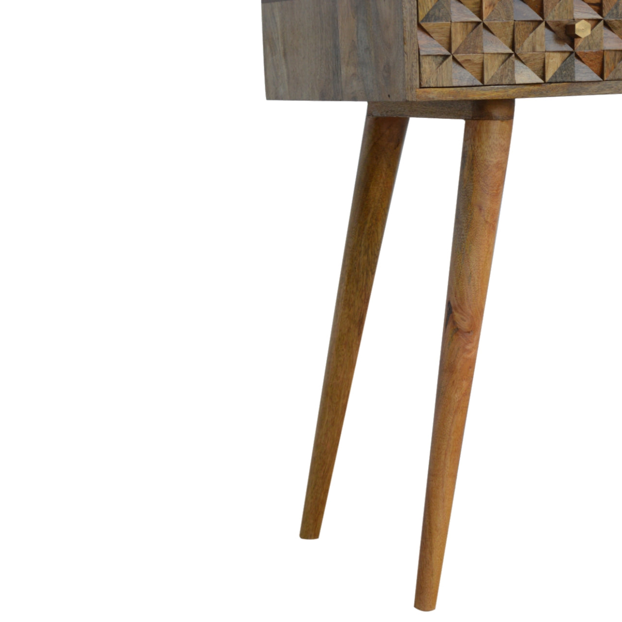 Diamond Carved Console Table | Oak Solid Mango Wood Hand-Carved