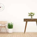 Diamond Carved Console Table | Oak Solid Mango Wood Hand-Carved