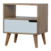 Open Slot White Painted Bedside Table