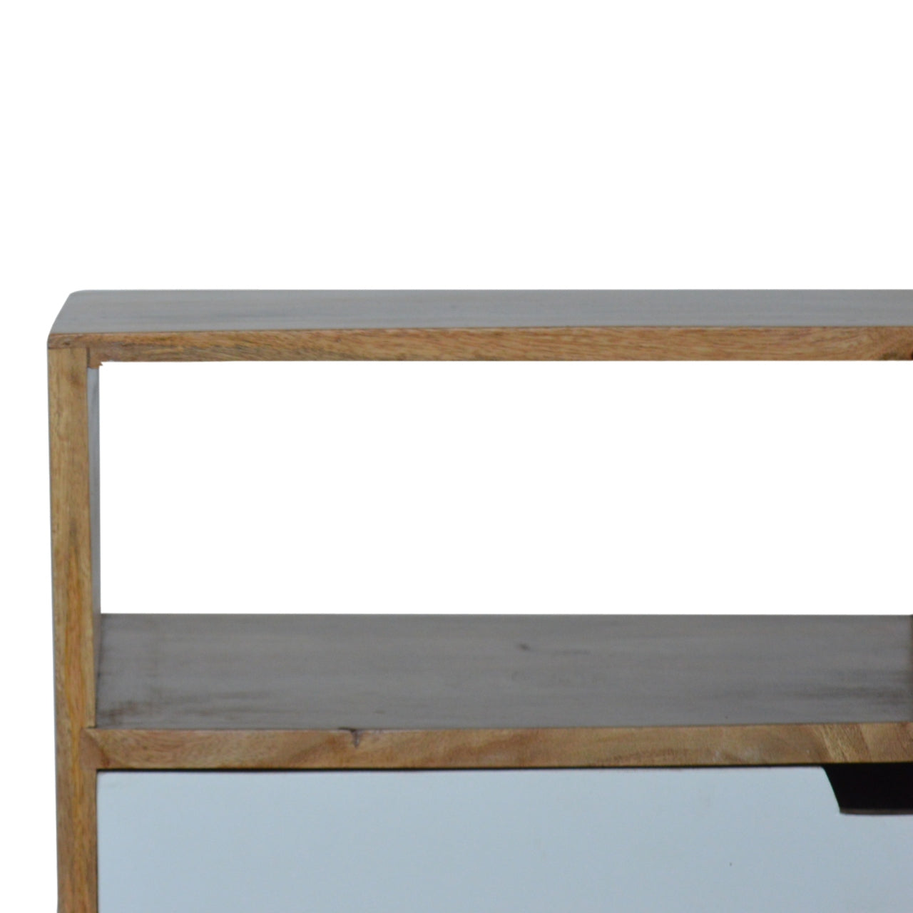 Open Slot White Painted Bedside Table