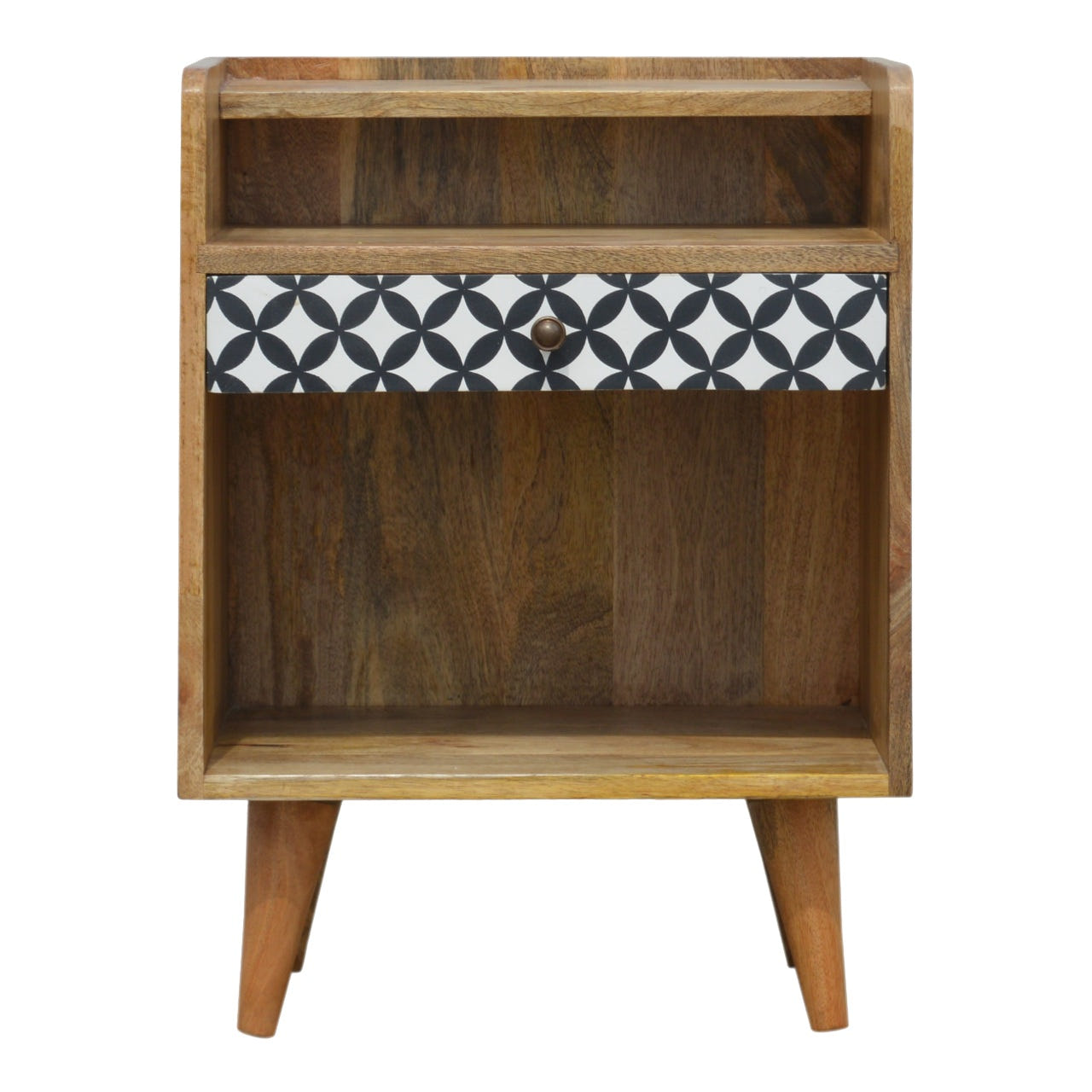 District Diamond Bedside Table | Oak Solid Mango Wood
