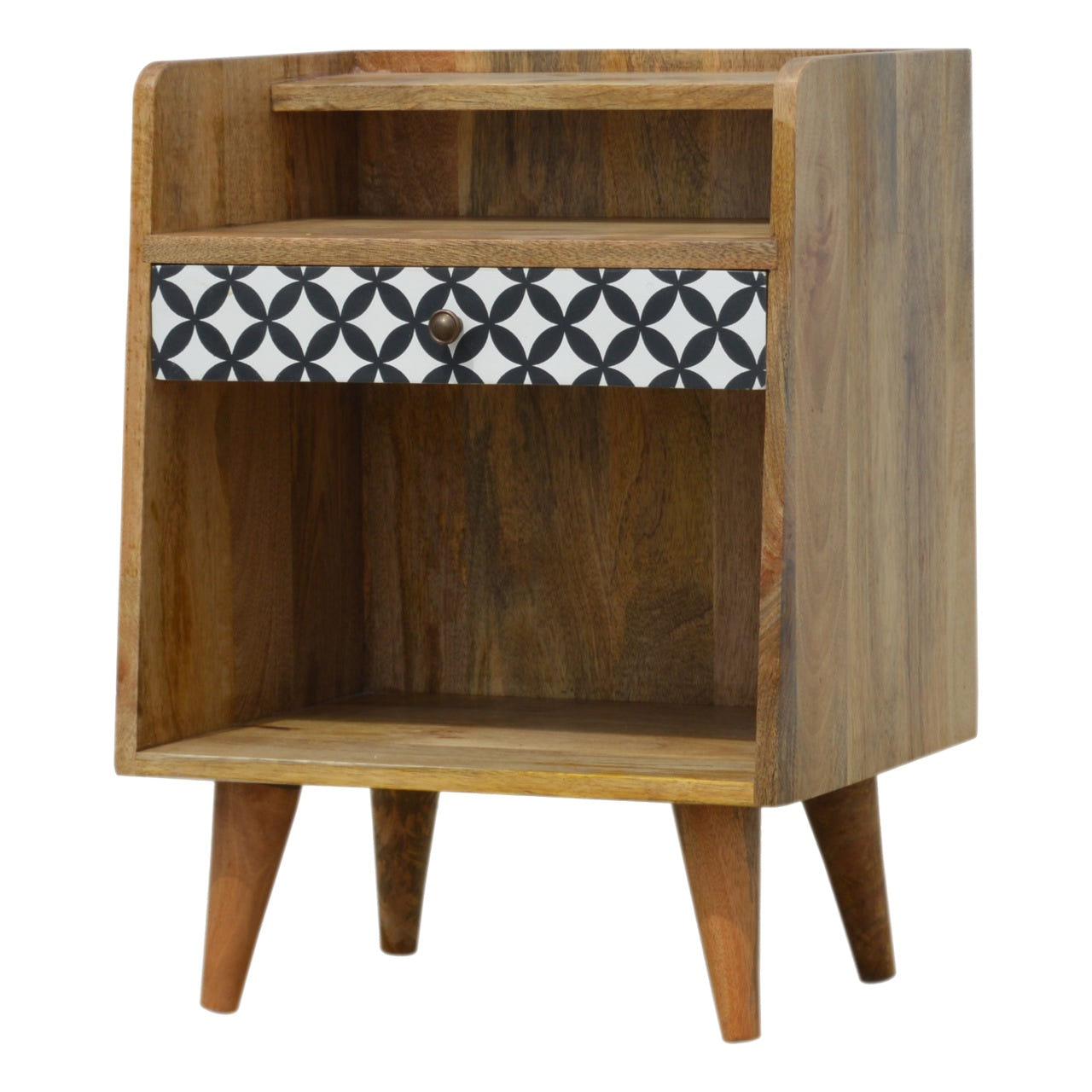 District Diamond Bedside Table | Oak Solid Mango Wood