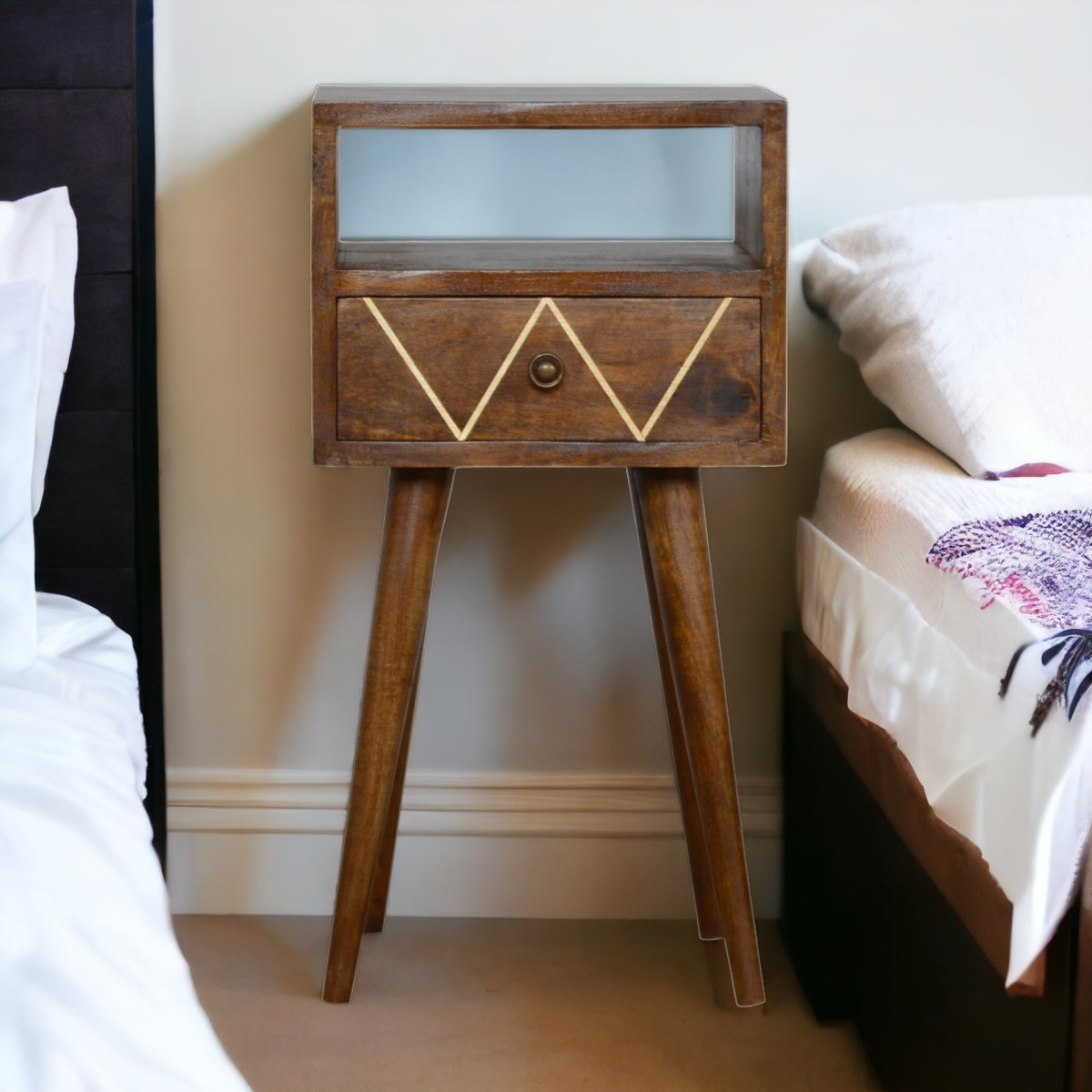 Mini Geo Brass Bedside Table