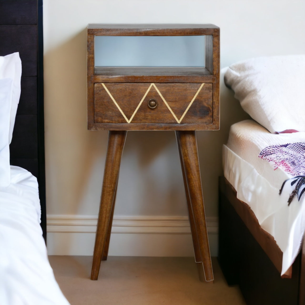 Mini Geo Brass Bedside Table
