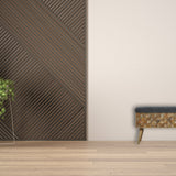 Grey Tweed Diamond Bench | Hand-Carved