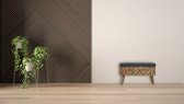 Grey Tweed Diamond Bench | Hand-Carved