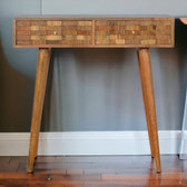 Tile Carved Console Table | Oak Solid Mango Wood Hand-Carved