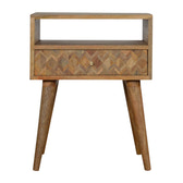 Assorted Oak-ish Open Slot Bedside Table