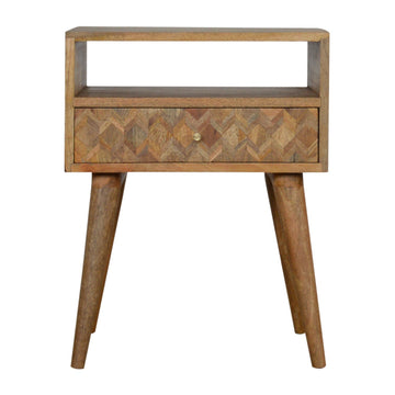 Assorted Oak-ish Open Slot Bedside Table