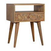 Assorted Oak-ish Open Slot Bedside Table