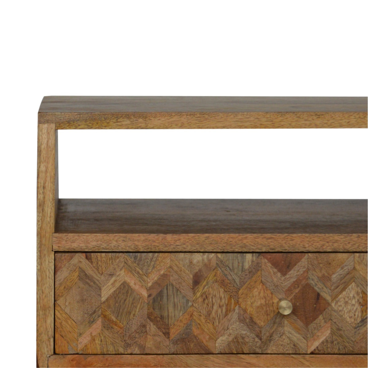 Assorted Oak-ish Open Slot Bedside Table