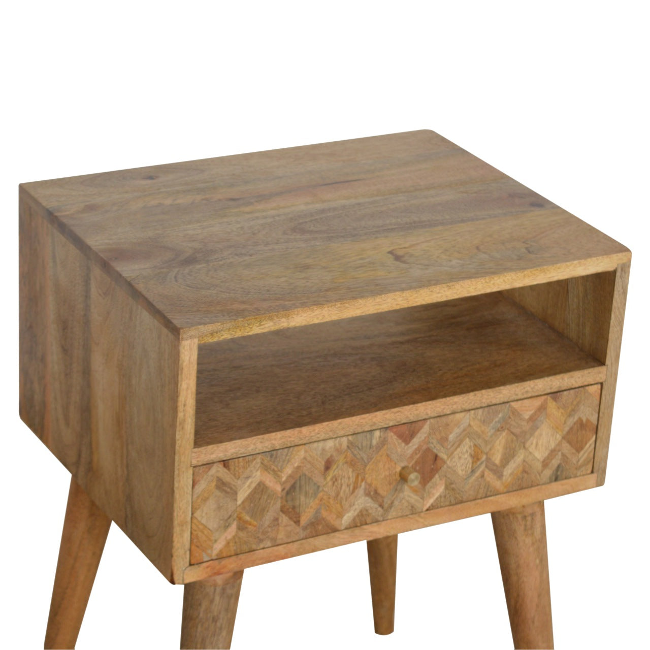 Assorted Oak-ish Open Slot Bedside Table