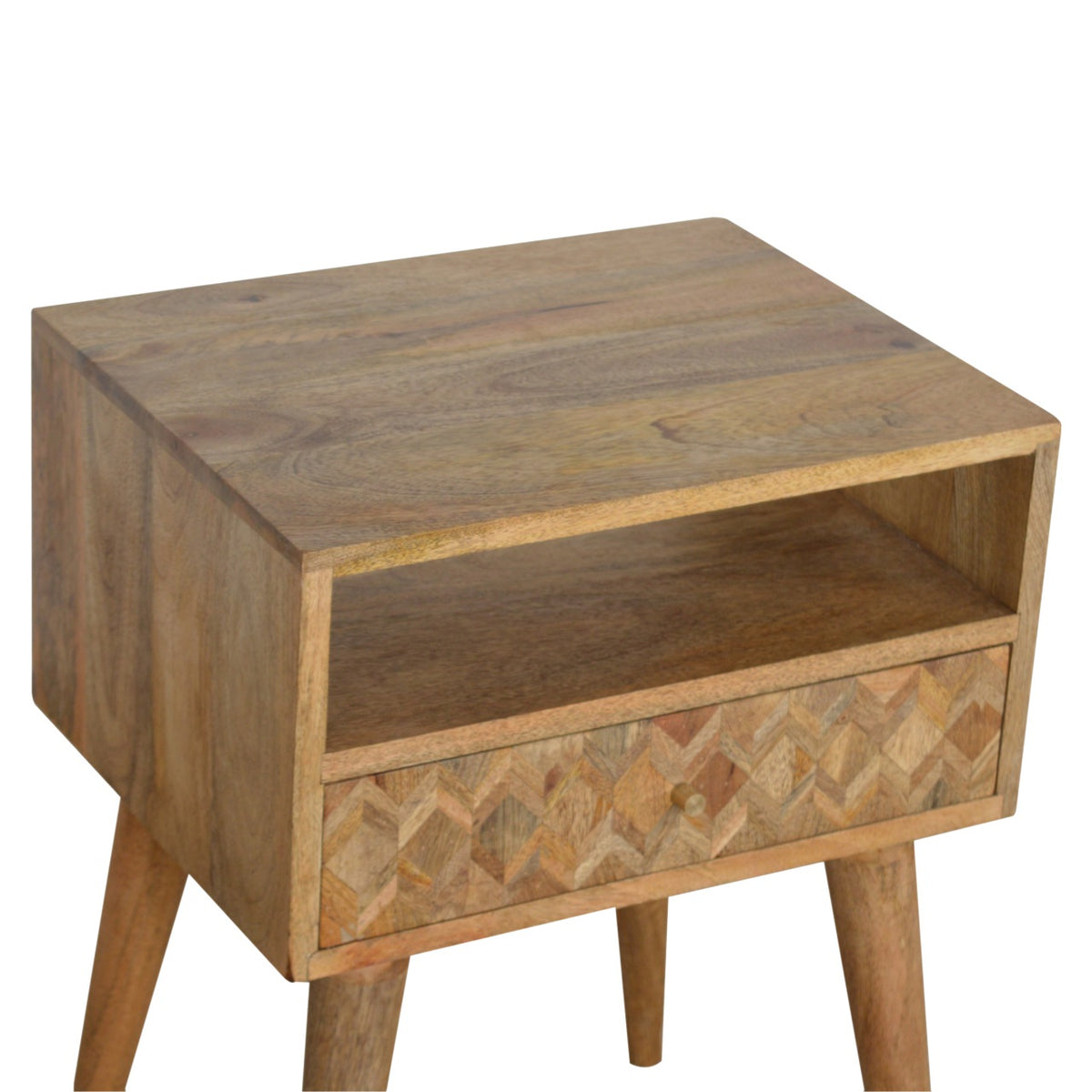Assorted Oak-ish Open Slot Bedside Table