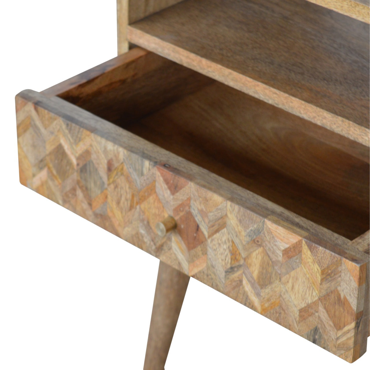 Assorted Oak-ish Open Slot Bedside Table