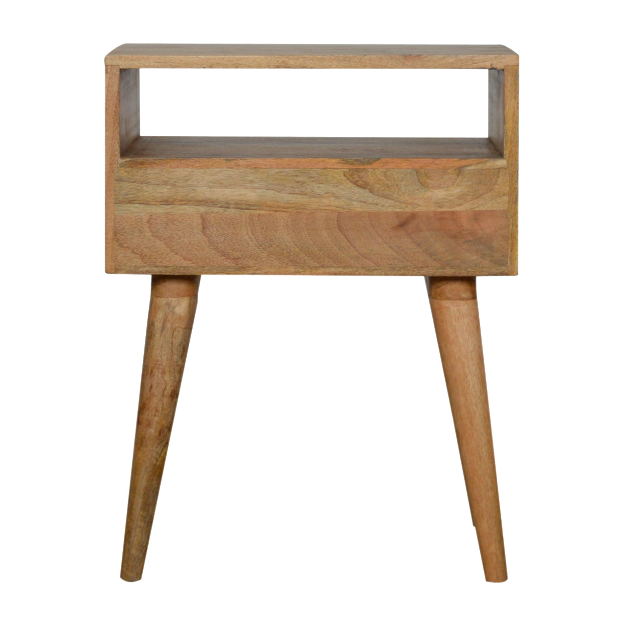 Assorted Oak-ish Open Slot Bedside Table