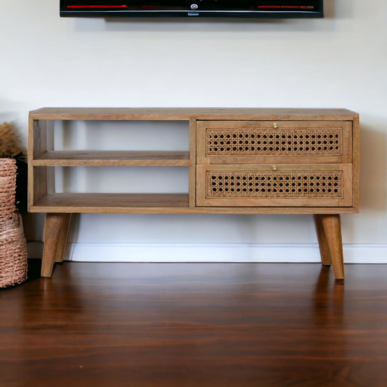Larrisa TV Media Unit | Oak Solid Mango Wood